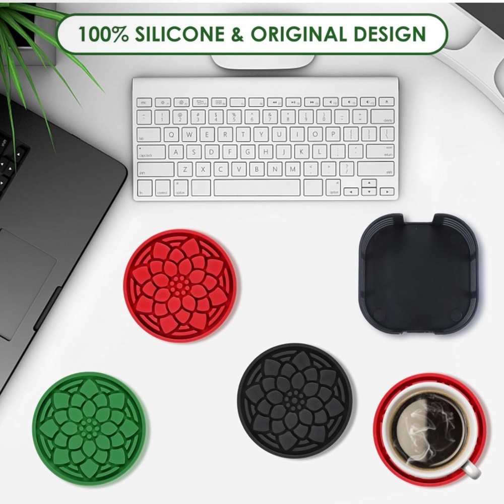 Soft Silicone Coasters - Maroon - Picture 2 of 5